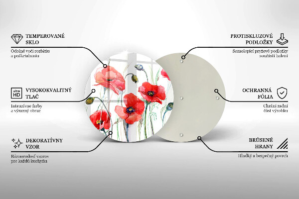 Tábua corte flores de papoulas vermelhas