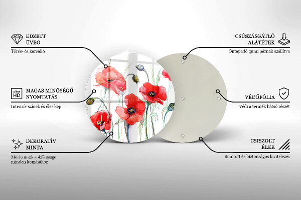 Tábua corte flores de papoulas vermelhas