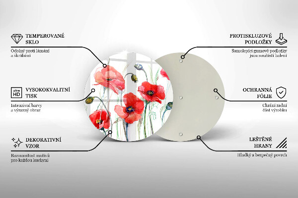 Tábua corte flores de papoulas vermelhas