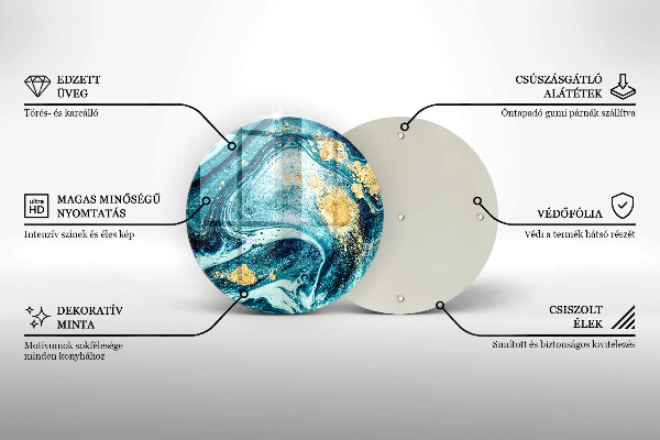 Tábua cozinha Azul abstrato dourado