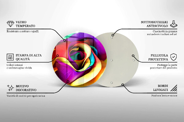 Tábua de corte de vidro Pétalas de rosas coloridas
