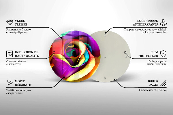 Tábua de corte de vidro Pétalas de rosas coloridas