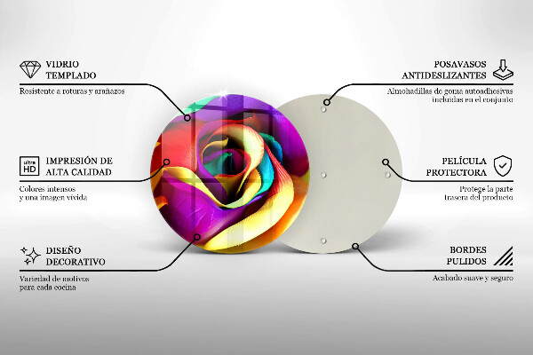 Tábua de corte de vidro Pétalas de rosas coloridas