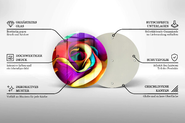 Tábua de corte de vidro Pétalas de rosas coloridas