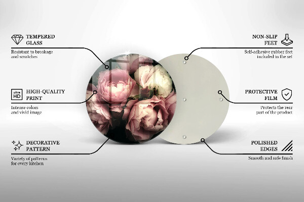 Tábua para cozinha Flores de peônia