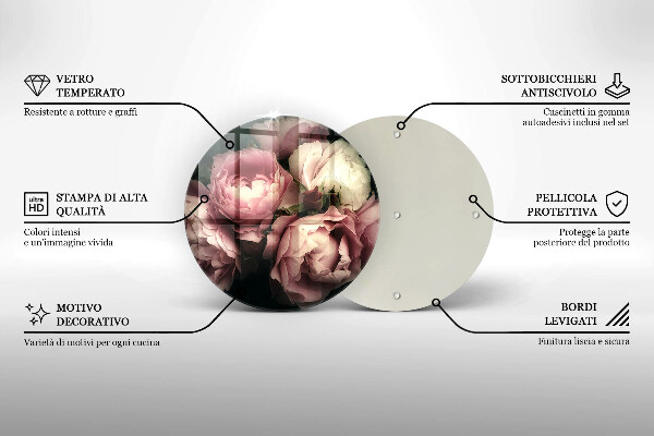 Tábua para cozinha Flores de peônia