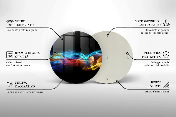 Tábua de corte de vidro Fumaça colorida