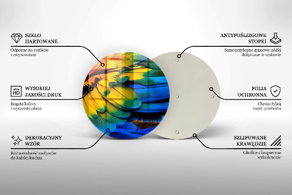 Tábua de vidro Penas coloridas de papagaio