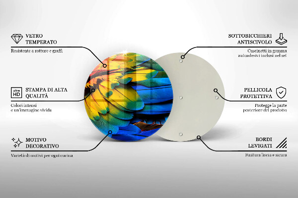 Tábua de vidro Penas coloridas de papagaio