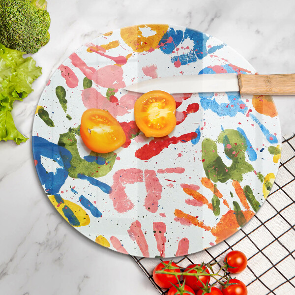 Tábua cozinha Vestígios de mãos de crianças