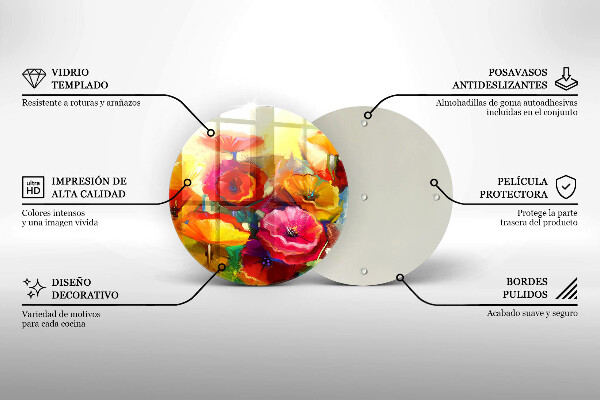 Tábua para cozinha Flores coloridas pintadas