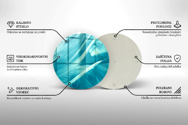 Tábua de corte de vidro Penas delicadas