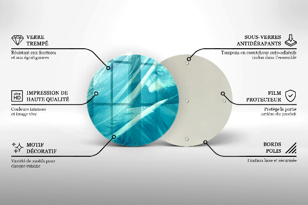 Tábua de corte de vidro Penas delicadas