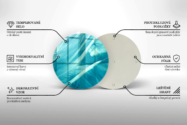 Tábua de corte de vidro Penas delicadas