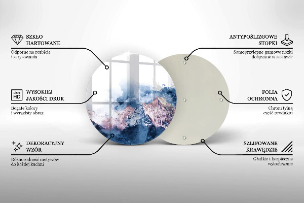 Tábua de corte de vidro Montanhas pintadas abstratamente