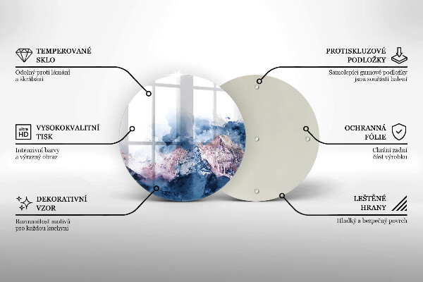 Tábua de corte de vidro Montanhas pintadas abstratamente