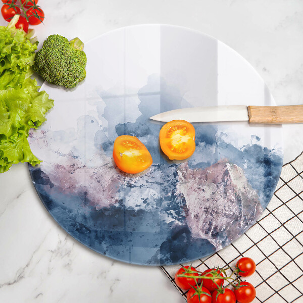 Tábua de corte de vidro Montanhas pintadas abstratamente