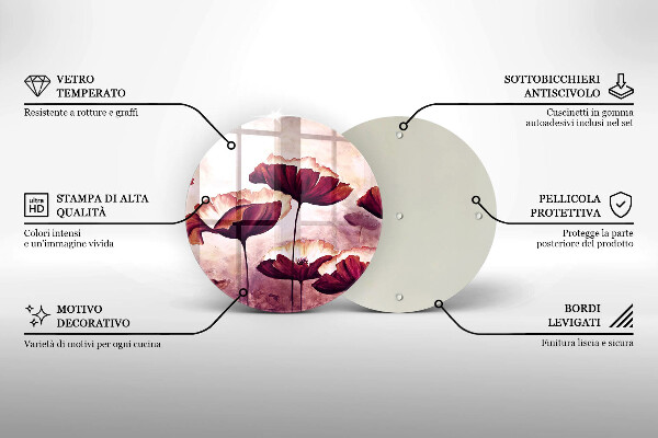 Tábua de vidro Pintura de flores