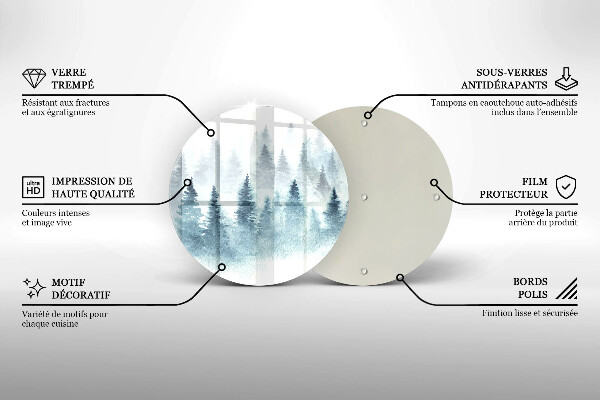 Tábua de vidro Floresta de inverno pintada