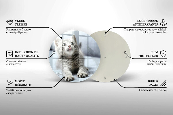 Tábua de vidro Um gatinho fofo