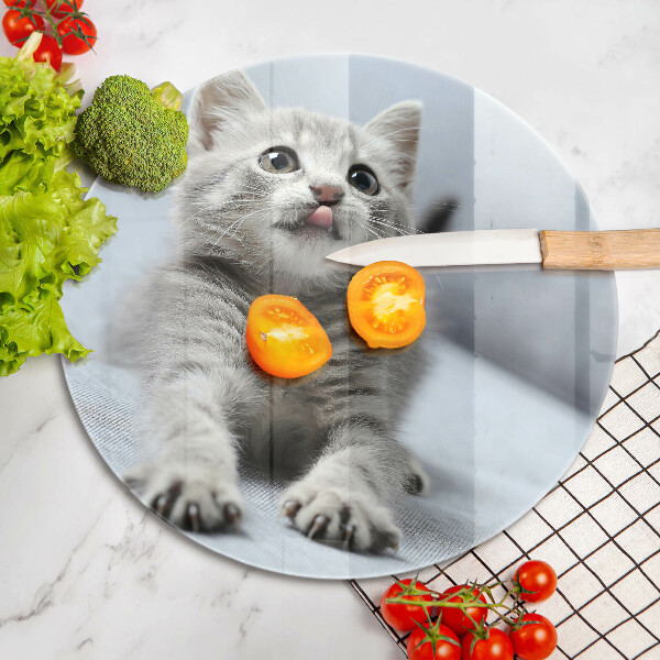 Tábua de vidro Um gatinho fofo