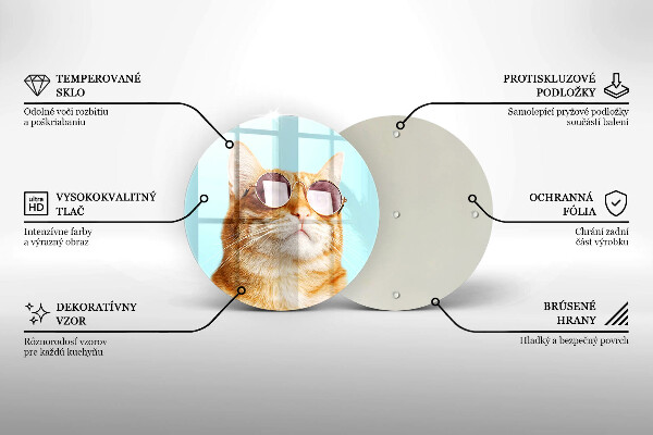 Tábua de cortar de vidro Um gato ruivo com óculos