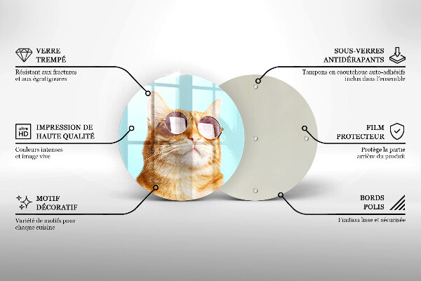 Tábua de cortar de vidro Um gato ruivo com óculos