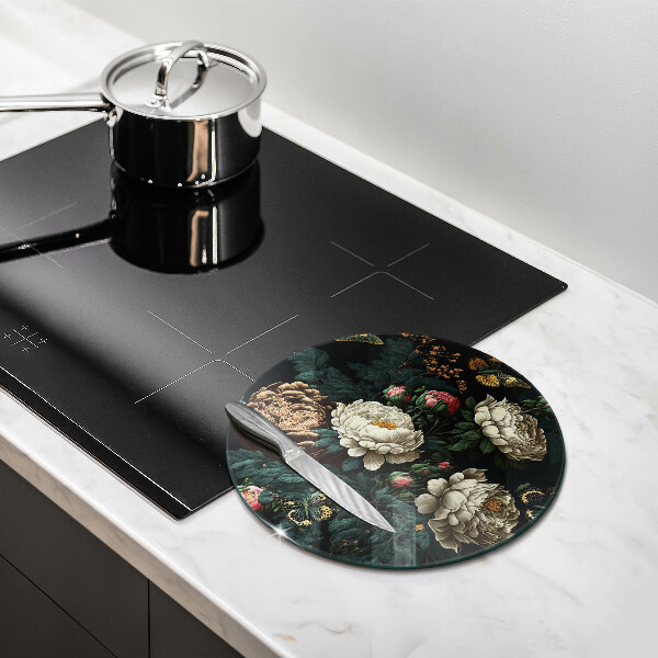 Tábua de vidro Flores de peônia vintage