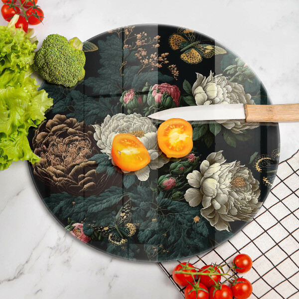 Tábua de vidro Flores de peônia vintage