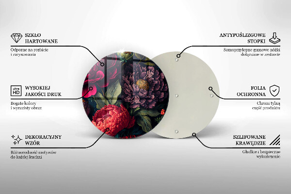 Tábua de cortar de vidro Lindas flores