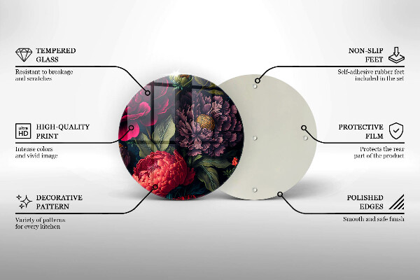 Tábua de cortar de vidro Lindas flores