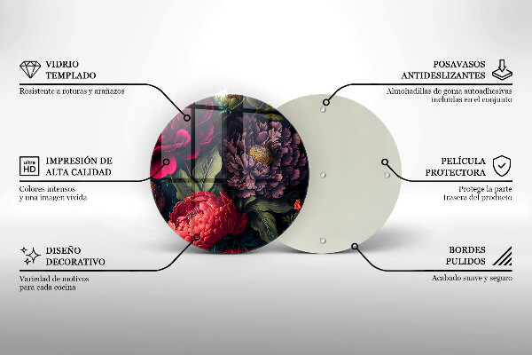 Tábua de cortar de vidro Lindas flores