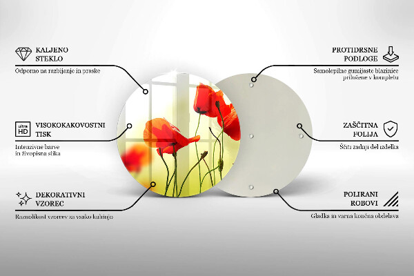 Tábua corte Flores de papoula vermelha