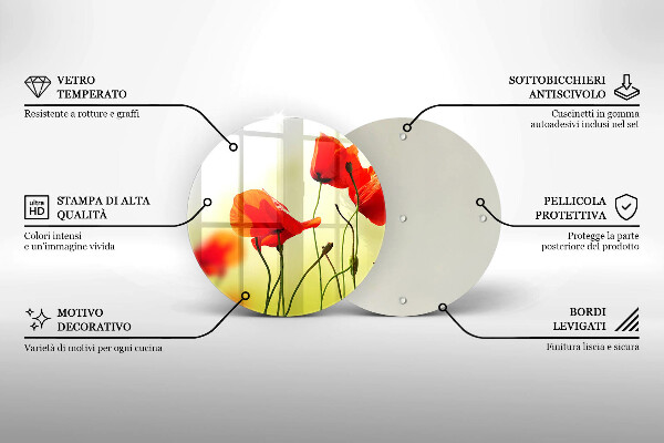 Tábua corte Flores de papoula vermelha