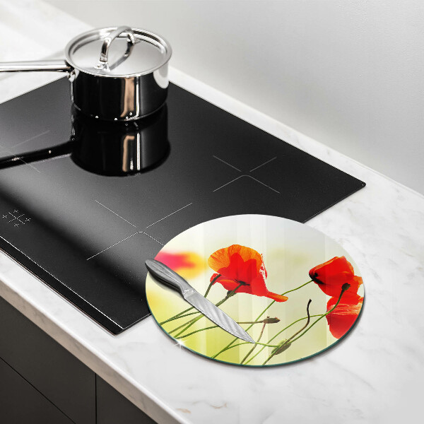 Tábua corte Flores de papoula vermelha