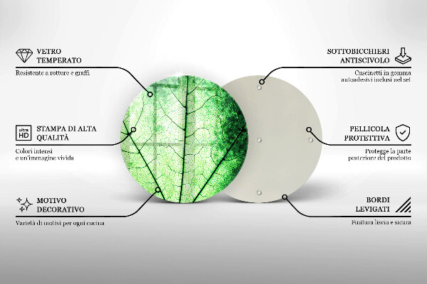 Tábua de cortar de vidro Nervuras decorativas das folhas