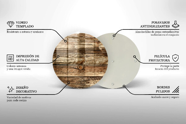 Tábua de cortar de vidro Textura de prancha de madeira