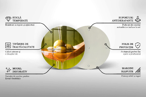 Tábua de corte de vidro Azeite e azeitonas