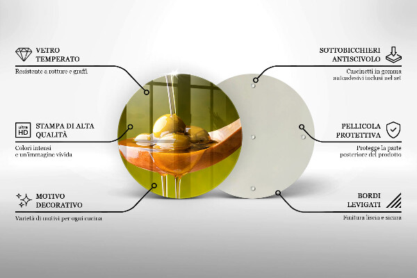 Tábua de corte de vidro Azeite e azeitonas