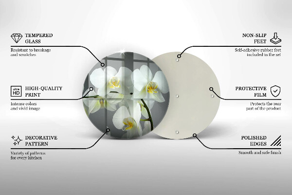 Tábua cozinha Flores de orquídea branca