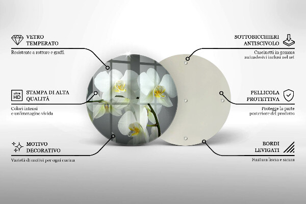 Tábua cozinha Flores de orquídea branca
