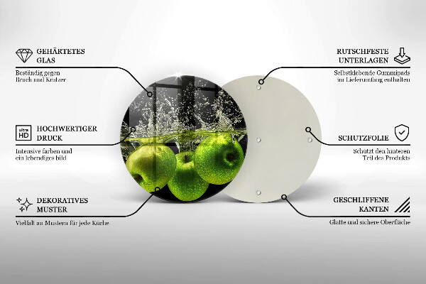 Tábua de cortar alimentos Maçãs verdes e água