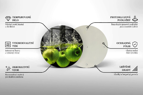 Tábua de cortar alimentos Maçãs verdes e água