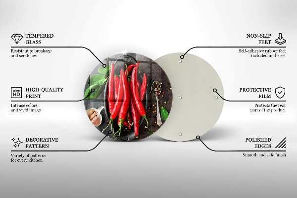 Tábua de corte de vidro Pimentas vermelhas