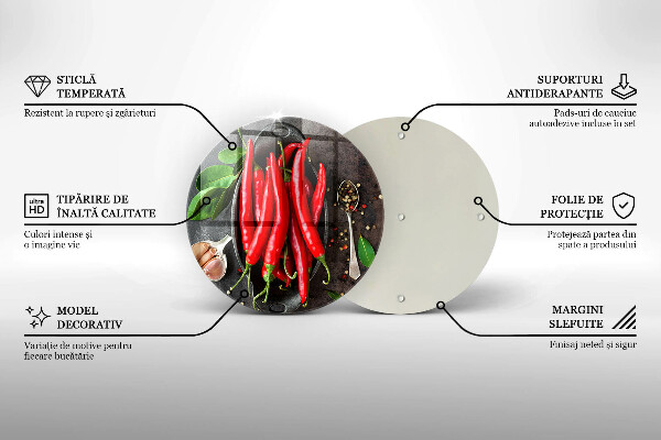 Tábua de corte de vidro Pimentas vermelhas