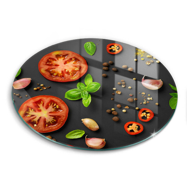 Tábua de corte de vidro Tomates e especiarias
