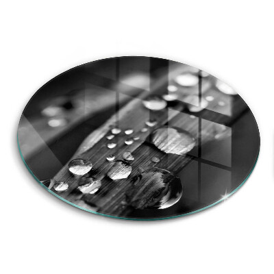 Tábua de cortar de vidro Gotas de orvalho nas folhas