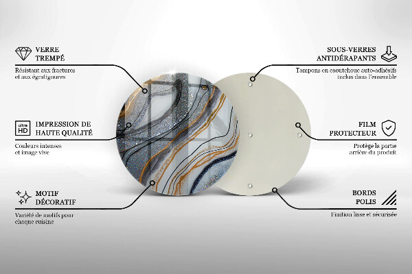 Tábua de vidro pedra com ouro