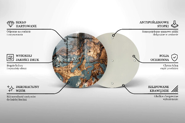 Tábua de corte de vidro Estrutura de rocha dourada