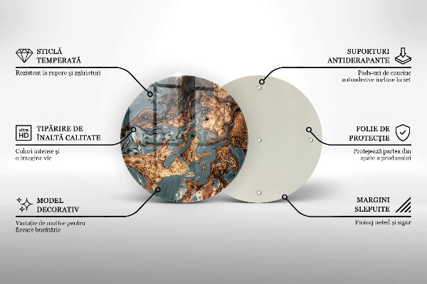 Tábua de corte de vidro Estrutura de rocha dourada